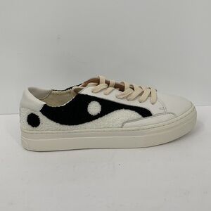 Soludos Yin Yang sneakers leather white black flat platform tie ying women 11